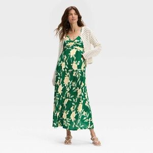 A New Day Pleated Floral Green Maxi Dress